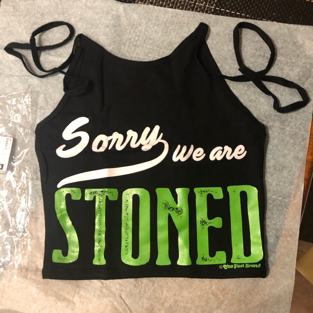 LAST 1 NWT Too Fast / Dolls Kill We Are Stoned Crop Halter Top - Picture 1 of 3